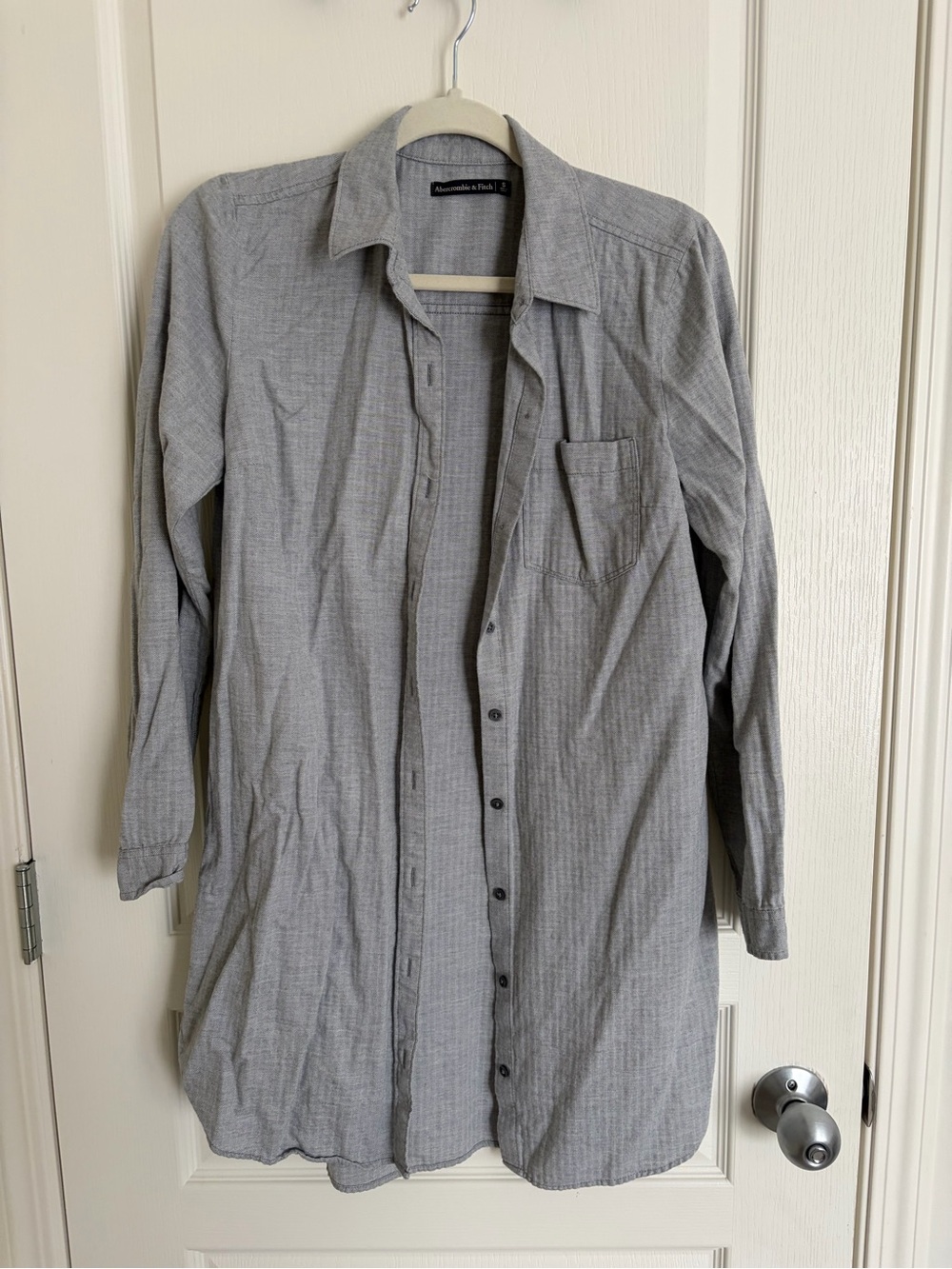 Abercrombie & Fitch Grey Herringbone Cotton Shirt Dress - Size S
